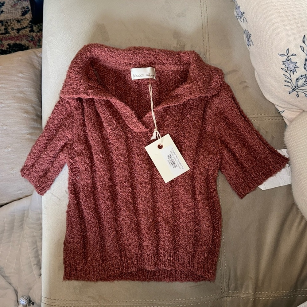 Cropped Polo Sweater Top